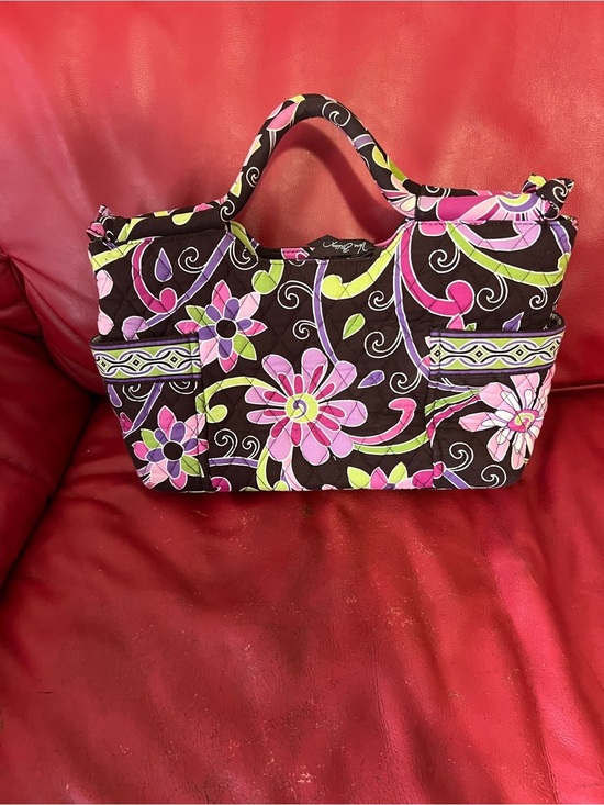 Vera Bradley Handbags - Vera Bradley Floral Quilted Tote in Brown with Pink & Lime